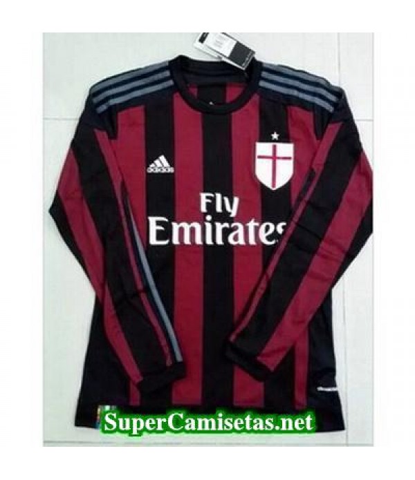 Primera Equipacion Camiseta AC Milan Manga Larga 2015/16