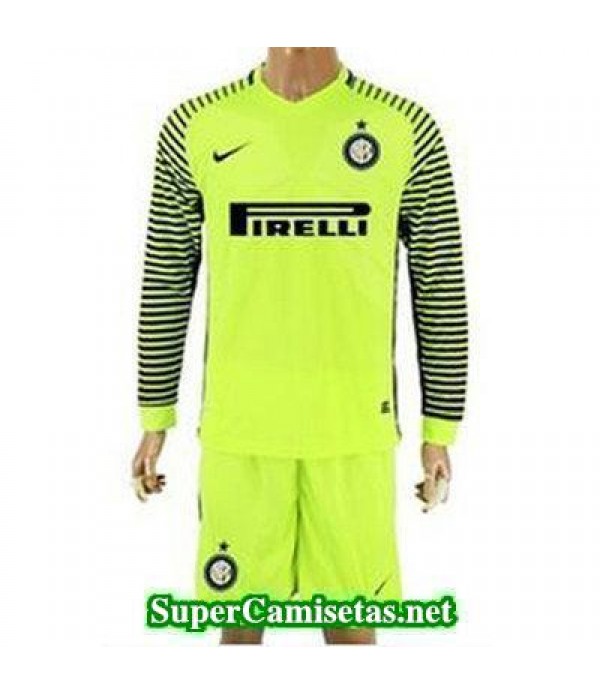 Portero Equipacion Camiseta Inter Milan Manga Larga amarillo 2016/17